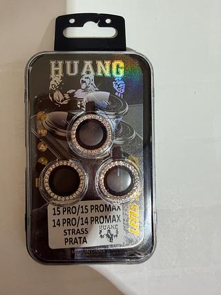 Película Câmera Strass Brilho Para iPhone 14/15Pro/14/15Promax